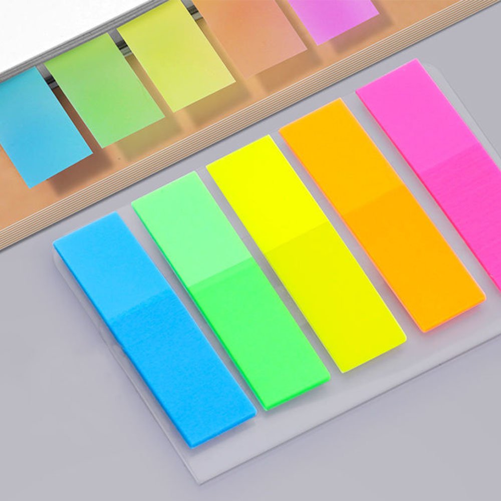 Cheap colorful custom transparent plastic pet self-adhesive index tabs film index stationery set promotional sticky notes custom