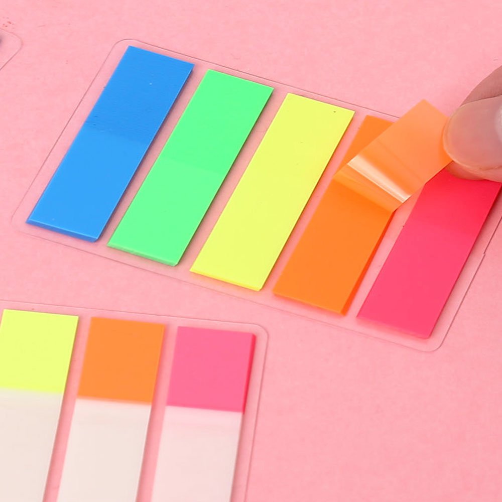 Cheap colorful custom transparent plastic pet self-adhesive index tabs film index stationery set promotional sticky notes custom