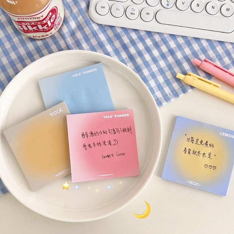 Gradient Color Kawaii Memo Pad Retro Sticker Memo Pad Stationery Memo Pad 50 Sheets