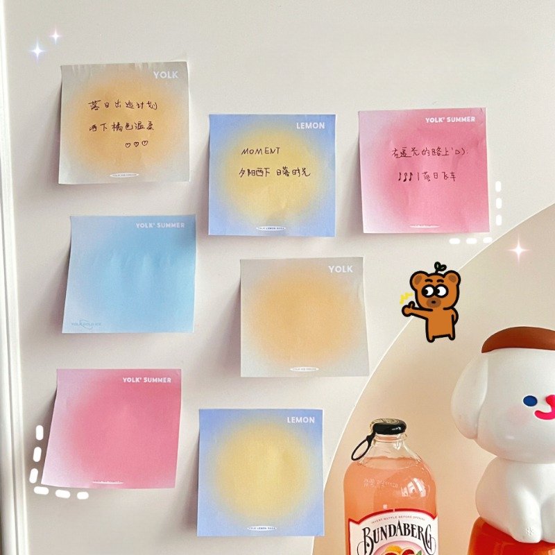 Gradient Color Kawaii Memo Pad Retro Sticker Memo Pad Stationery Memo Pad 50 Sheets