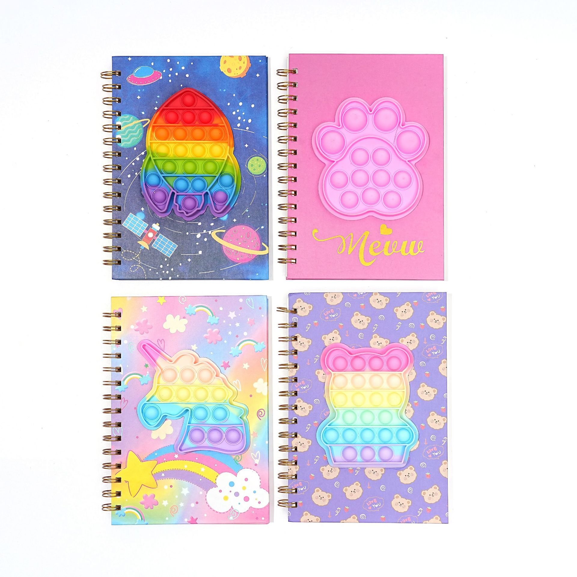 Soododo Novelty designs Custom various colors Silicone bubble cover Spiral Antistress popping notebook journals Wholesale