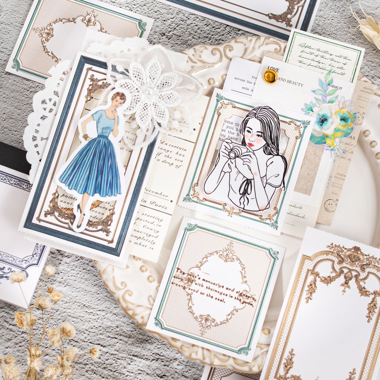 30 Pieces/pack Notebook Athena Series Ins Border Hand Account DIY Material Decoration Base 6 Models