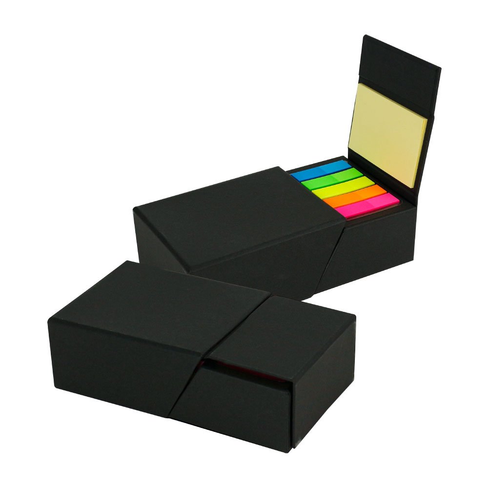 Black Eco-Friendly Foldable Memo Pad Set with Stationery and Pen Holder