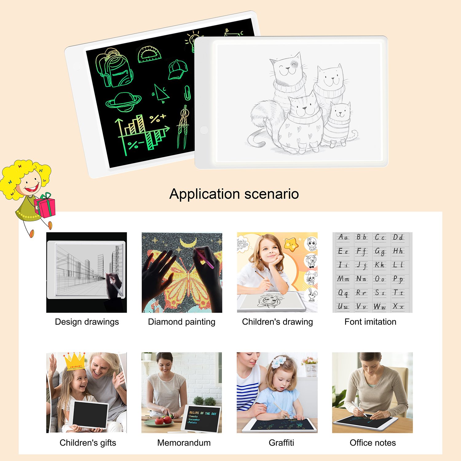 Acrylic Panel Tattoo Tracing LED Drawing Board Handwriting Copy All-in-one Board LCD Writing Board
