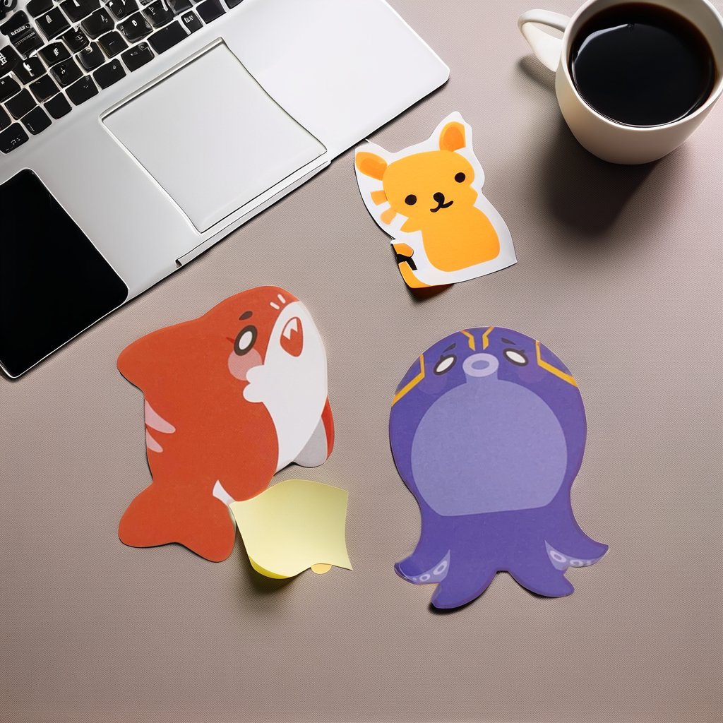 Oil painting Cartoon animal cute stationery notes student.