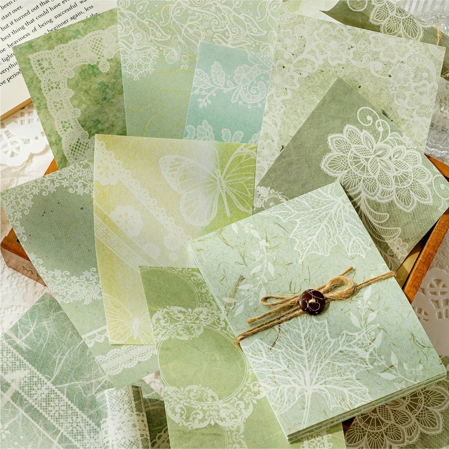30pcs/pack Material Paper Lace Letterhead Series Vintage Lace Handbook Decoration Backing Material