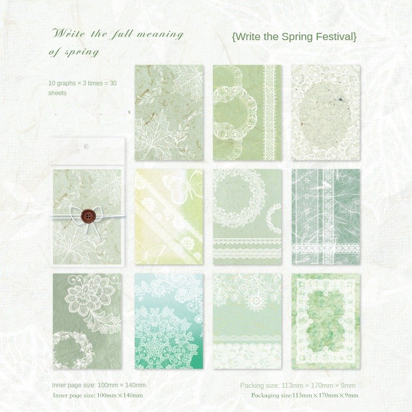 30pcs/pack Material Paper Lace Letterhead Series Vintage Lace Handbook Decoration Backing Material