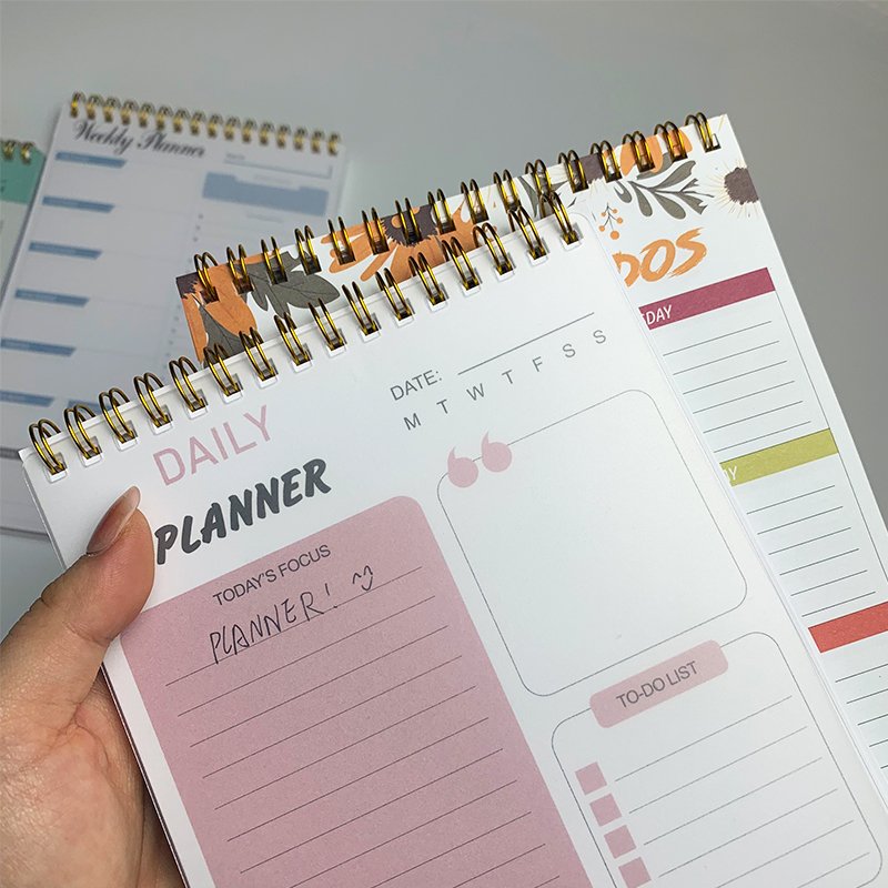 2025 Custom Logo Steno Memo Pads Printing Spiral Bound Softcover To Do List Workbook Students A5 A6 Notepad Daily Weekly Planner
