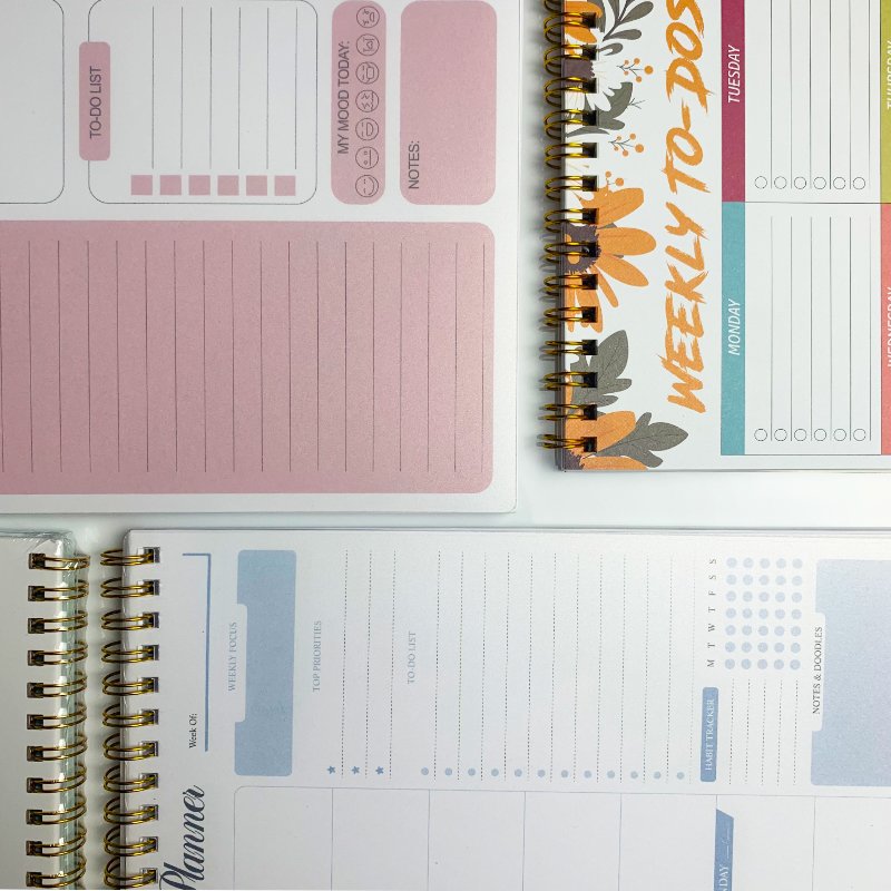 2025 Custom Logo Steno Memo Pads Printing Spiral Bound Softcover To Do List Workbook Students A5 A6 Notepad Daily Weekly Planner