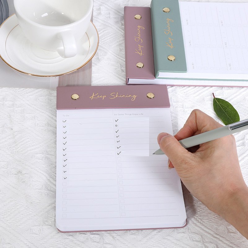 Custom Up Leather Folder Refill Planner Tear Off Journal Daily Planner Hard Memo Pad Notebook