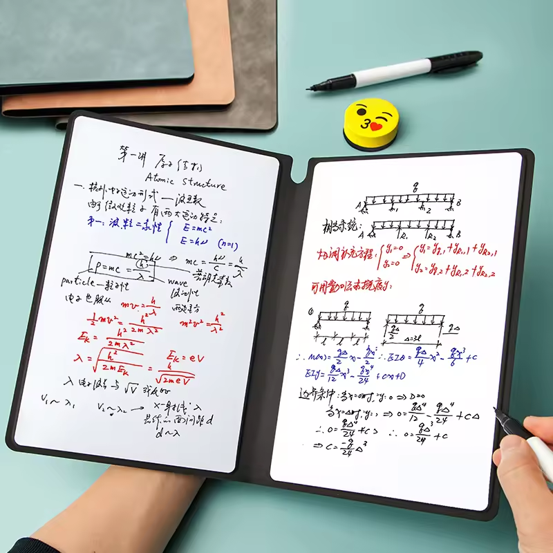 A5 Size Writing Pad With Leather Cover Reusable Whiteboard Notebook Memo Pad For Kids Office School Notepad Writing Panel