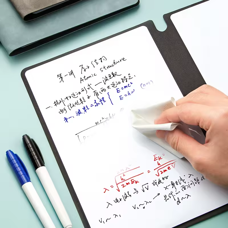 A5 Size Writing Pad With Leather Cover Reusable Whiteboard Notebook Memo Pad For Kids Office School Notepad Writing Panel