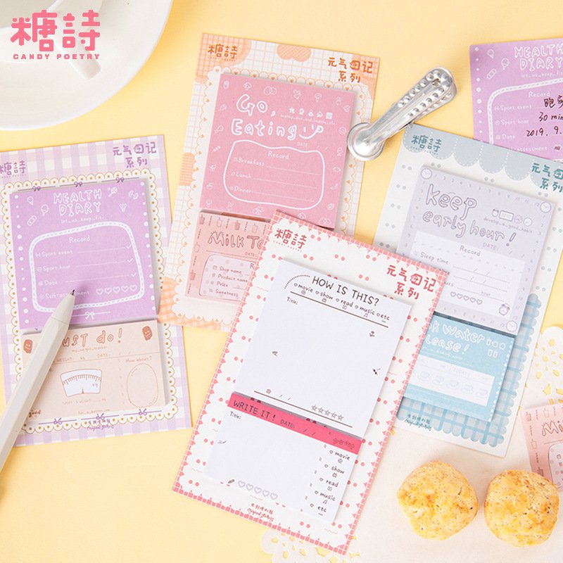 40 pages per pack Cartoon Kitchen Diary Sticky Notes To Do List Sticker Note Paper Portable Small Notebook Memo