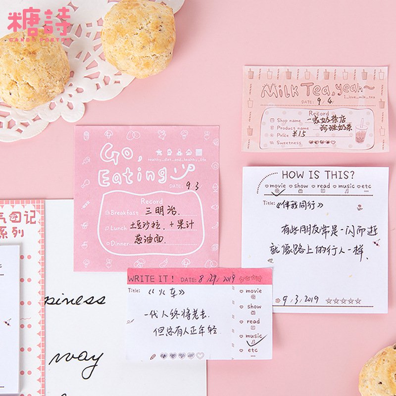 40 pages per pack Cartoon Kitchen Diary Sticky Notes To Do List Sticker Note Paper Portable Small Notebook Memo
