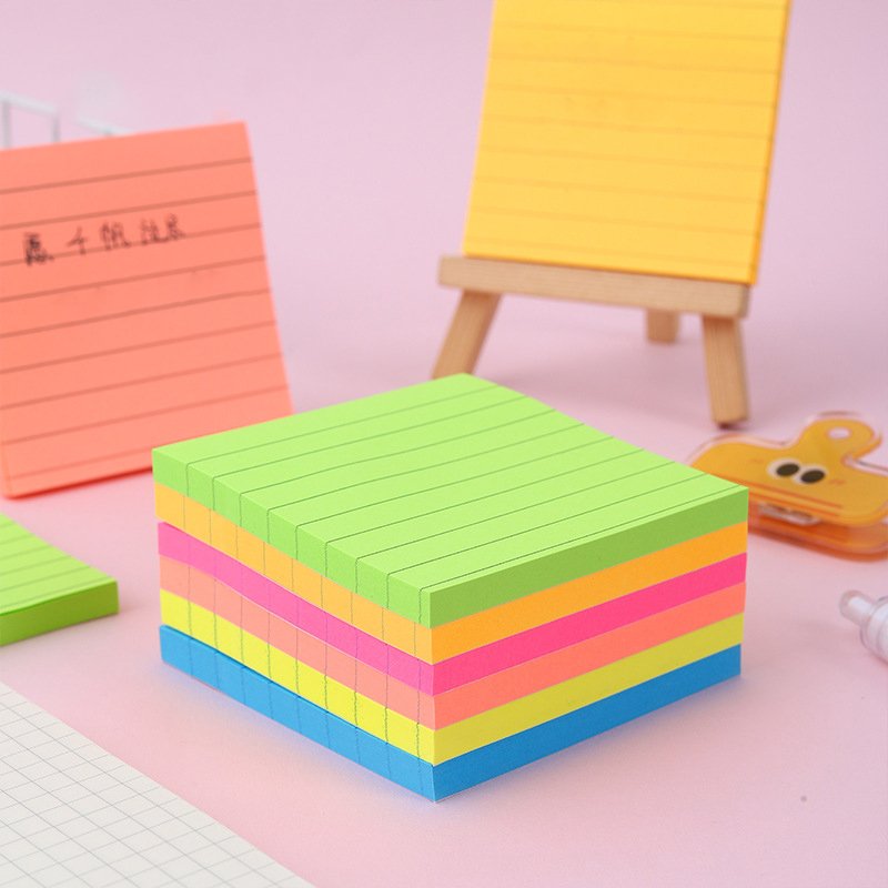 2024 Hot Sale Lined Sticky Notepads 4X6 in Bright Ruled Post Sticky Colorful Super Sticking Power Memo Pads