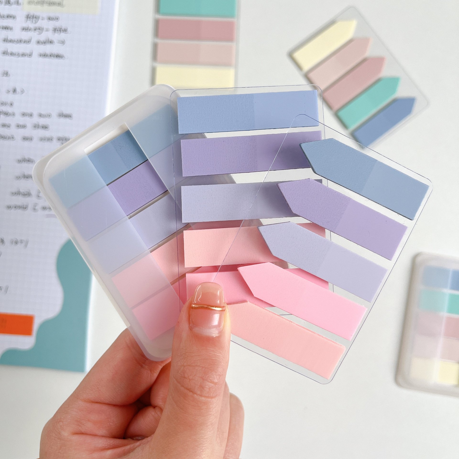 Gentle Morandi Transparent Index Stickers Removable Pet Arrow Label Instruction Stickers Memo Index Sticky Notes