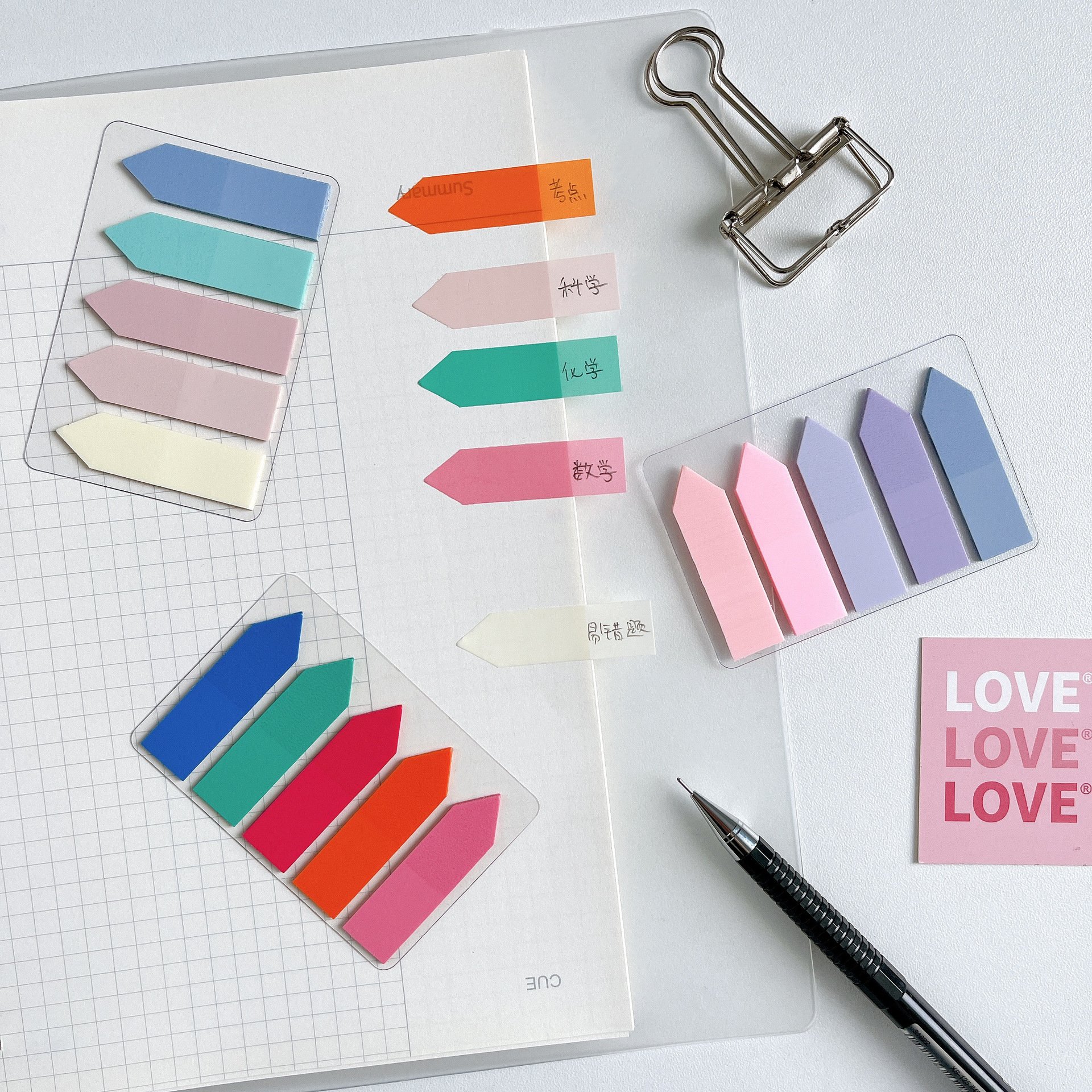 Gentle Morandi Transparent Index Stickers Removable Pet Arrow Label Instruction Stickers Memo Index Sticky Notes