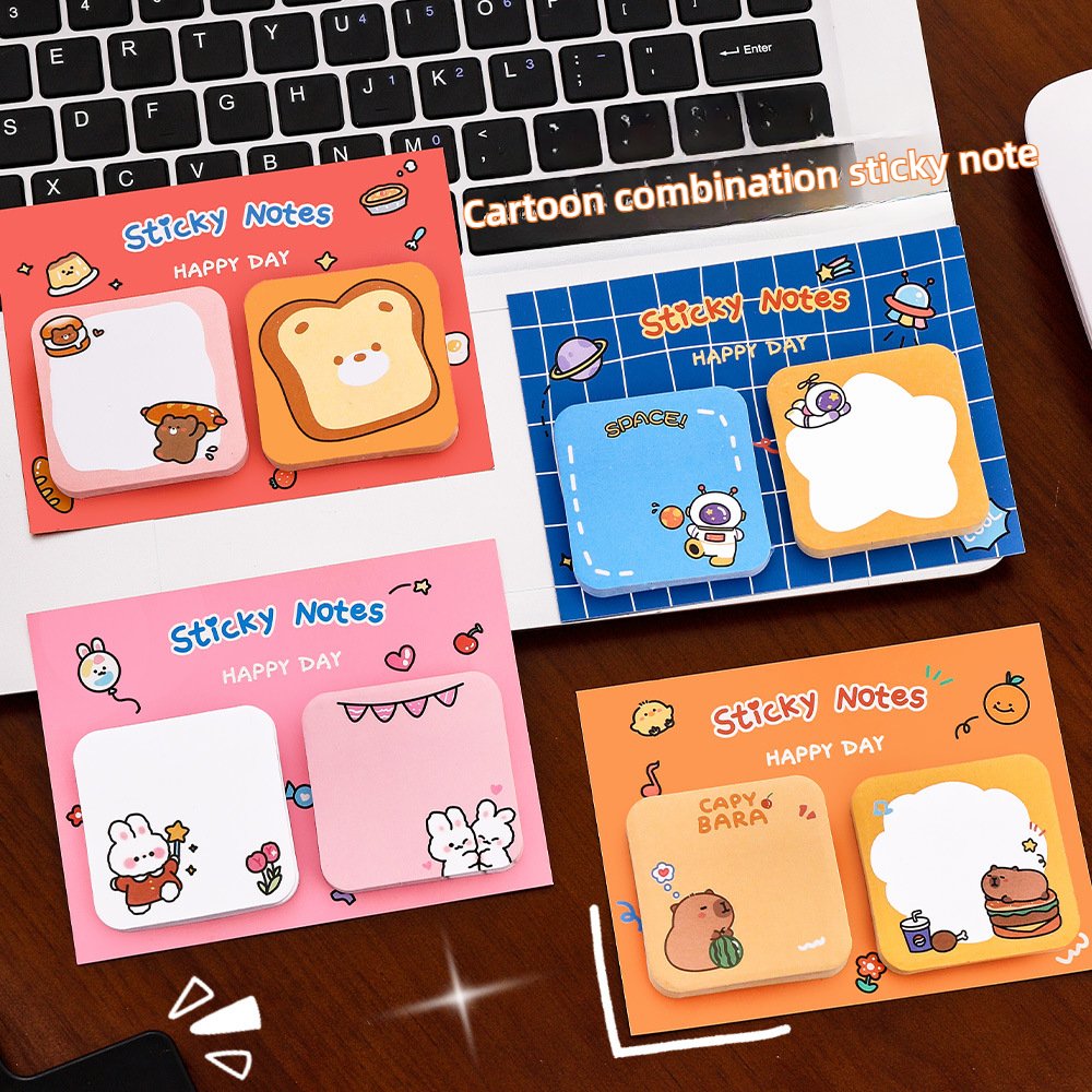 Cute cartoon combination sticky note student kawa istikinots capybara shape message sticky note paper