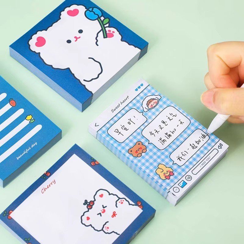 80 Sheets Notes Papers for Fridge Laptop Book Square Sticky Notes Cartoon Notes Pad Mini To-do-list Pad for Kid Student