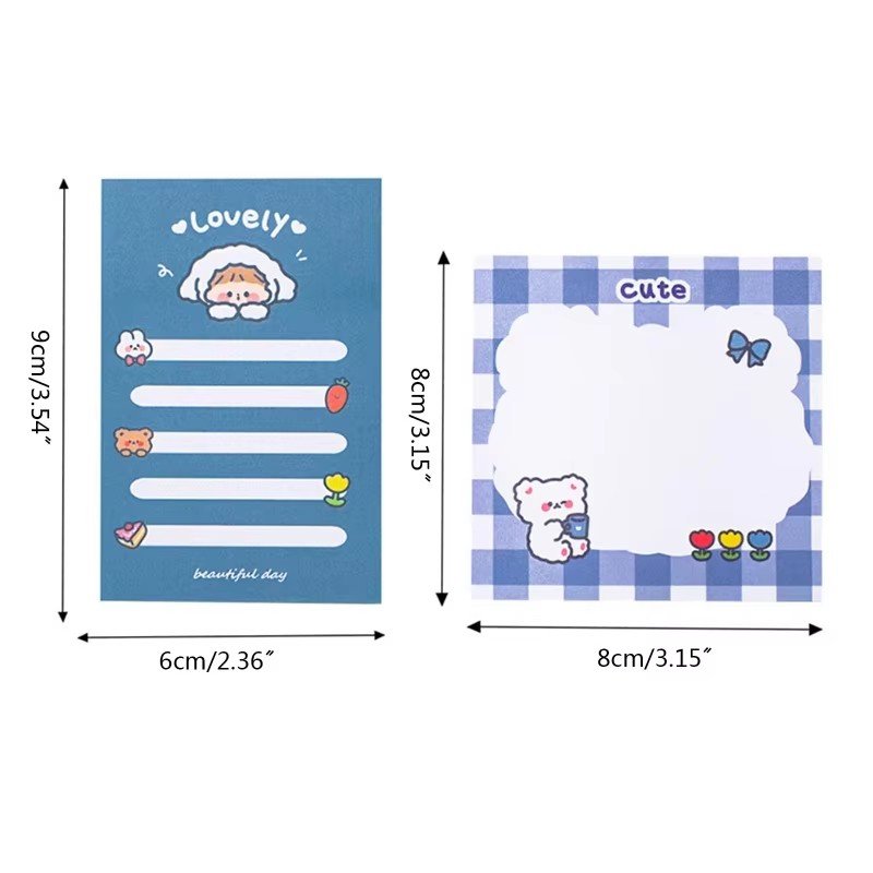 80 Sheets Notes Papers for Fridge Laptop Book Square Sticky Notes Cartoon Notes Pad Mini To-do-list Pad for Kid Student