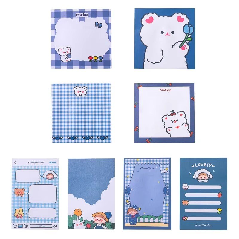 80 Sheets Notes Papers for Fridge Laptop Book Square Sticky Notes Cartoon Notes Pad Mini To-do-list Pad for Kid Student