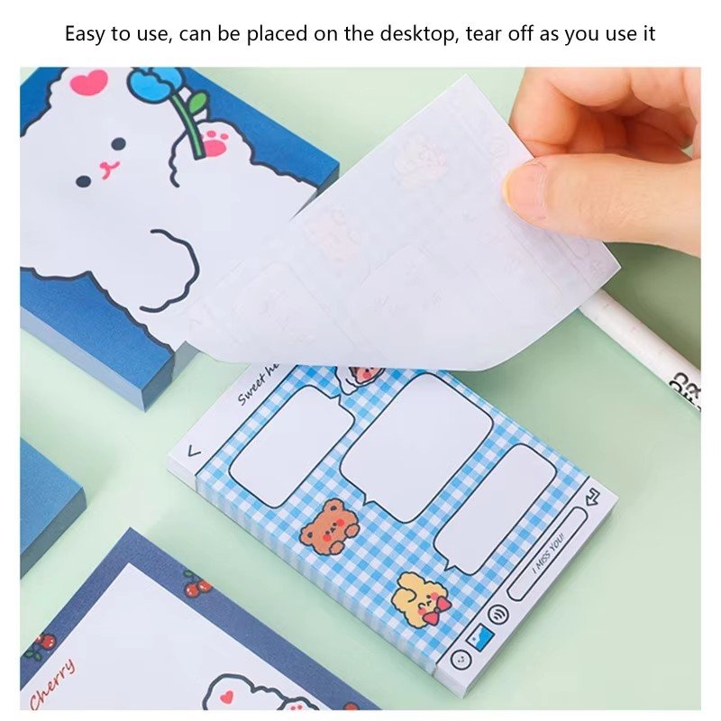 80 Sheets Notes Papers for Fridge Laptop Book Square Sticky Notes Cartoon Notes Pad Mini To-do-list Pad for Kid Student