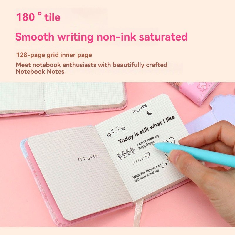 Cartoon Handwriting School Notebook with Magnetic Button Decompression Journal Memo Pads for Students