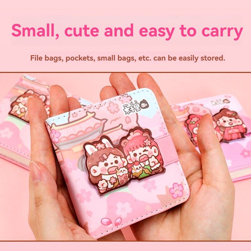 Cartoon Handwriting School Notebook with Magnetic Button Decompression Journal Memo Pads for Students