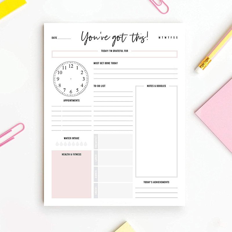 INS Collections Daily Planning Pad To Do List Notebook Undated Tear-Off Sheets Notepad Work Calendar Time Management Planner