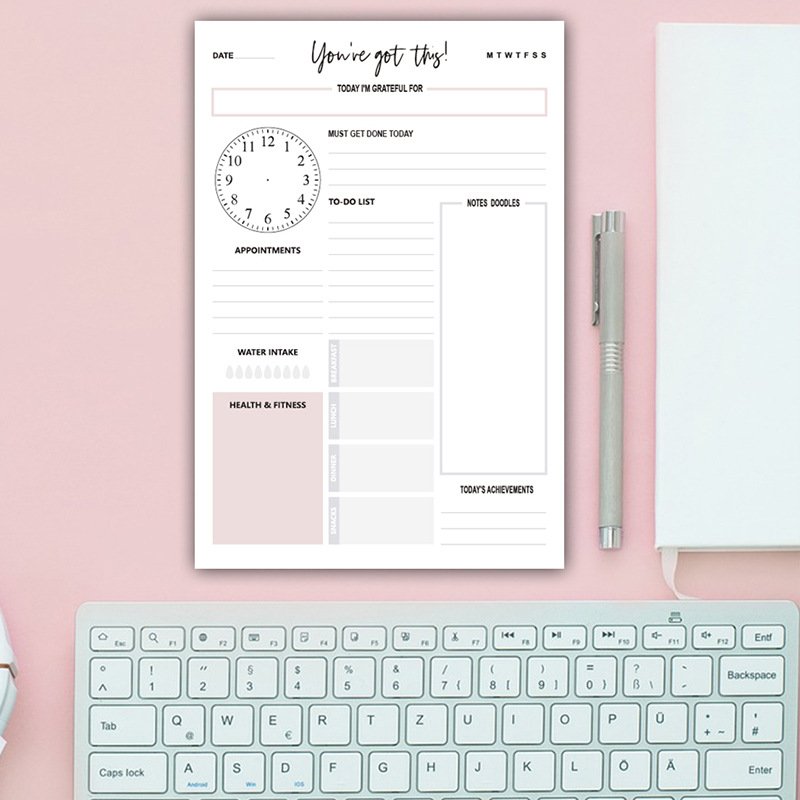 INS Collections Daily Planning Pad To Do List Notebook Undated Tear-Off Sheets Notepad Work Calendar Time Management Planner