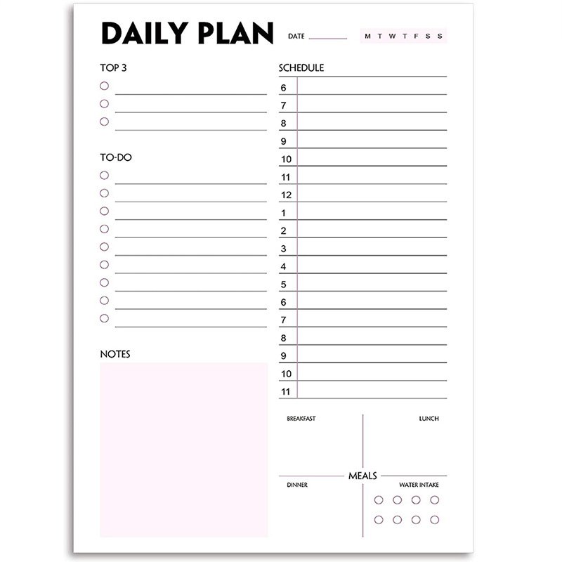 INS Collections Daily Planning Pad To Do List Notebook Undated Tear-Off Sheets Notepad Work Calendar Time Management Planner
