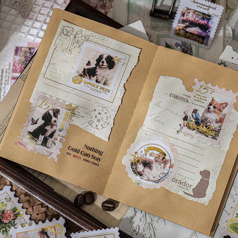 30pcs/pack Material Packs Postal Tour Twilight Series Foil Stamps Handbook Decorative Material