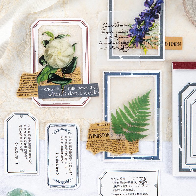 30pieces/pack Beautiful Day Fantasia Series Notepad Retro Message Memo Collage Journal Material 8 Models