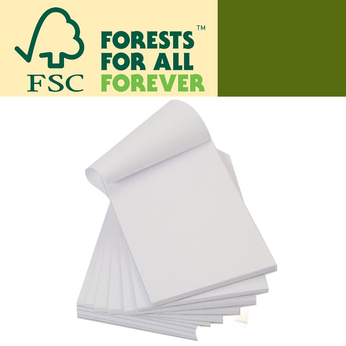 FSC eco friendly Paper Pad 8x5 inch 90 Sheets 49gsm Plain Writing Pad
