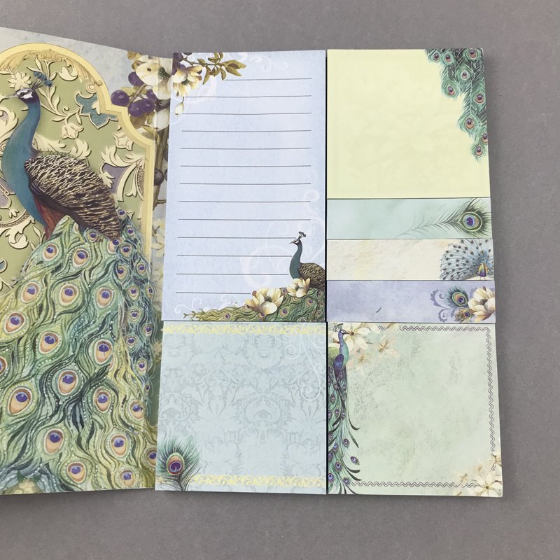 Hot Selling peacock Painting Notebook Student Sticky Note Memo Message Book Custom It Post Stationery Pads Notes Stickers