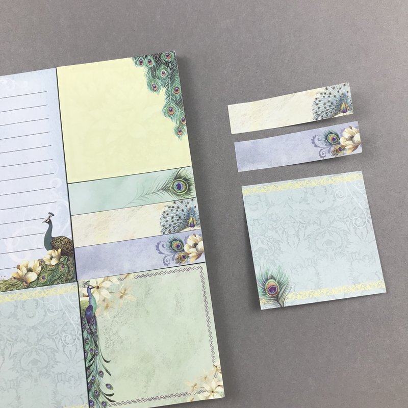 Hot Selling peacock Painting Notebook Student Sticky Note Memo Message Book Custom It Post Stationery Pads Notes Stickers