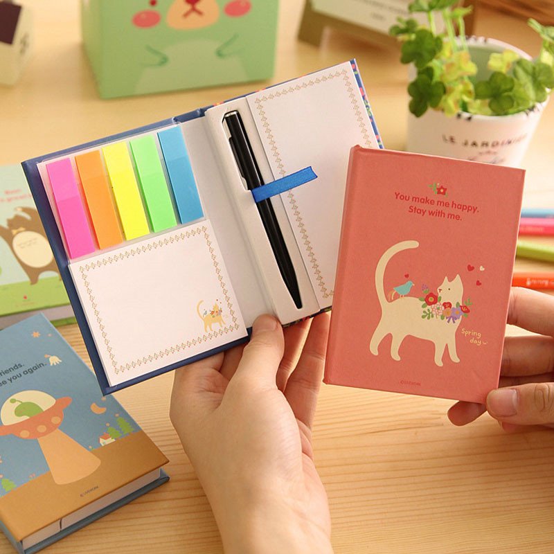 Korean Creative Tower Hardcover Combine Memo pad Notepad Stationery Diary Notebook Office School Supplies With Pen