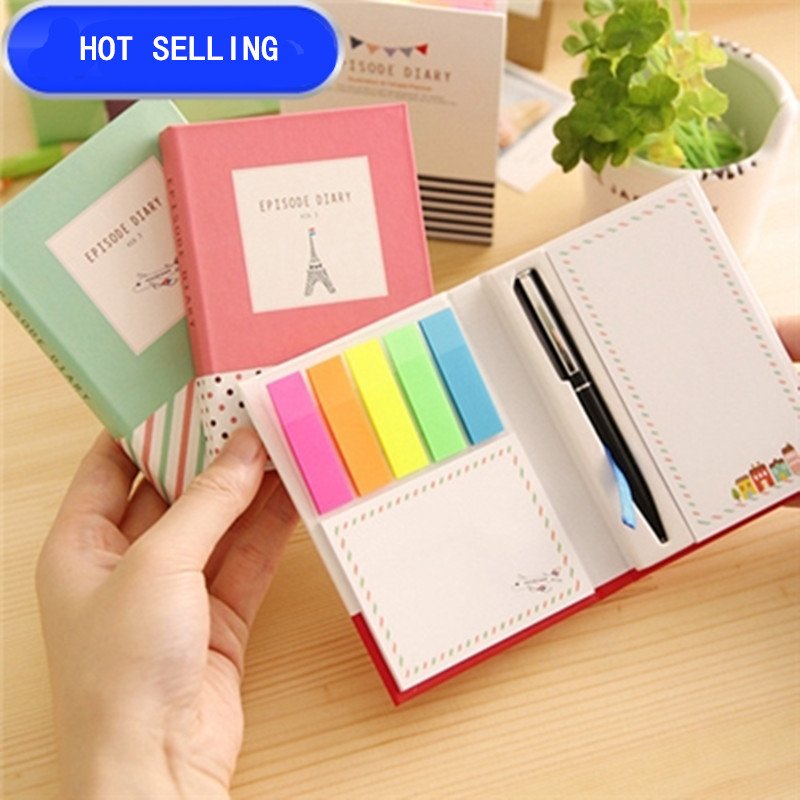 Korean Creative Tower Hardcover Combine Memo pad Notepad Stationery Diary Notebook Office School Supplies With Pen
