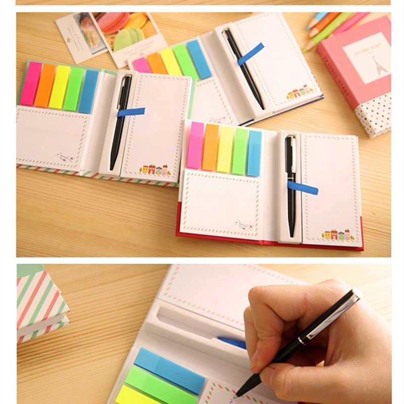 Korean Creative Tower Hardcover Combine Memo pad Notepad Stationery Diary Notebook Office School Supplies With Pen