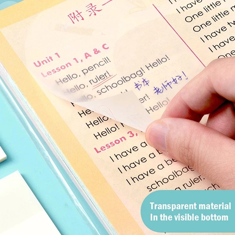 50 Sheets Of Waterproof PET Transparent Sticky Notes For Students With Strong Stickiness, Creative And Cute Long Message Label