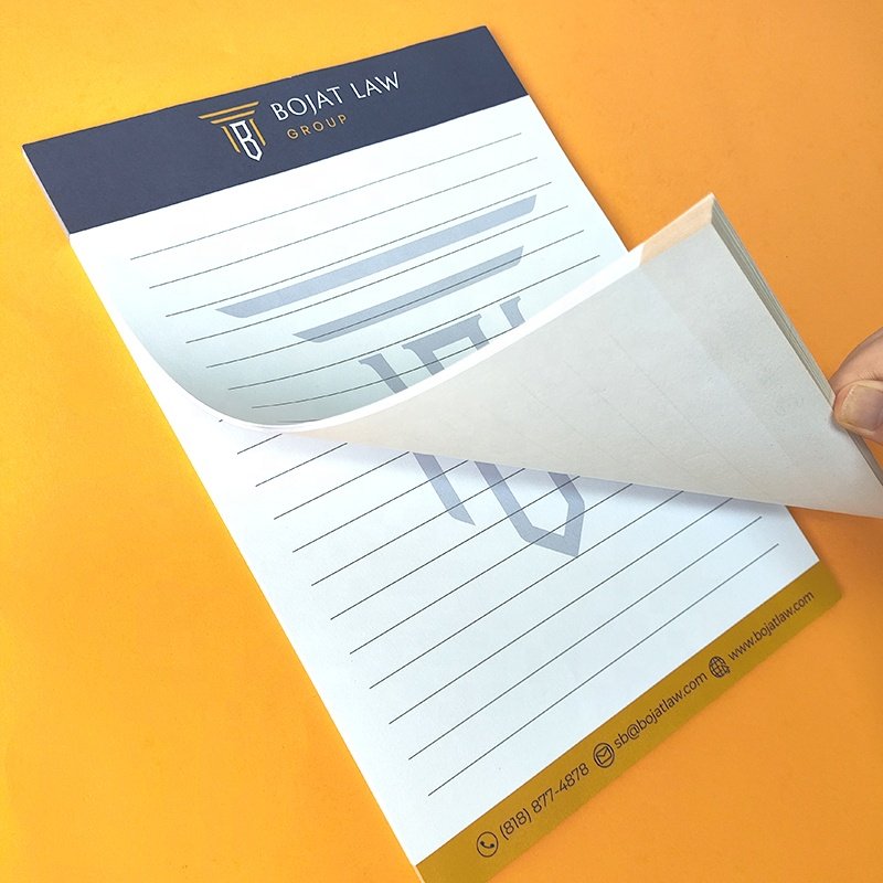Custom Size White Plain A5 A4 Memo Pad Logo Full color Printing Business notepad Writing tear off Paper Note Pads