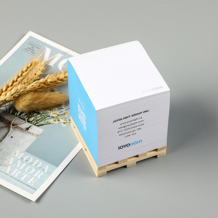 Promotional Wooden Pallet Sticky Adhesive Notes Cube Pads Blocks Paper Custom Memo Pad Square Cubes with Pallet
