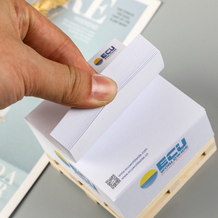 Promotional Wooden Pallet Sticky Adhesive Notes Cube Pads Blocks Paper Custom Memo Pad Square Cubes with Pallet