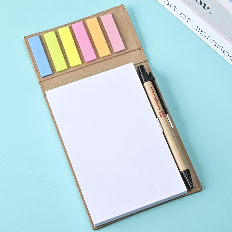 Eco Friendly Cork Custom Sticky Notes With Recycled Paper Pen Cork Cover Kraft Paper MemoPad in Diary Style for Home Office Use