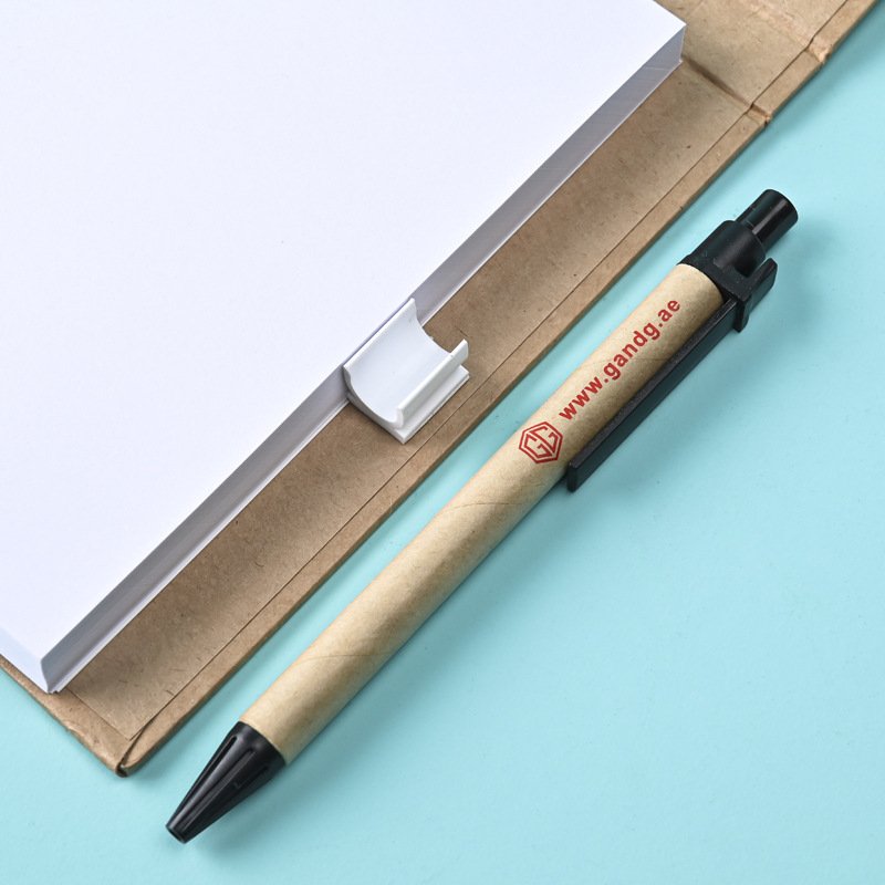 Eco Friendly Cork Custom Sticky Notes With Recycled Paper Pen Cork Cover Kraft Paper MemoPad in Diary Style for Home Office Use