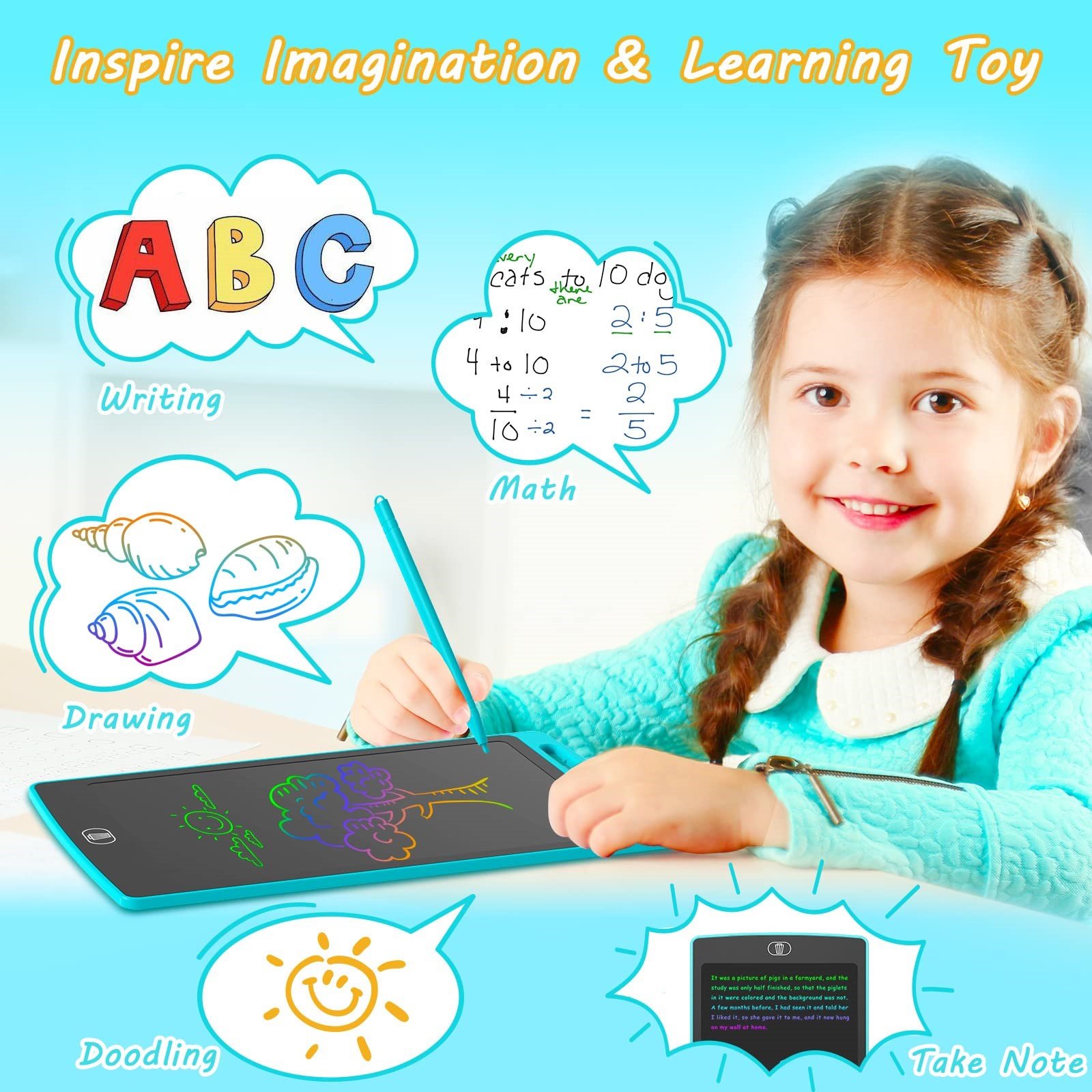 SUPERBOARD BSCI Factory 62115 Testing Service 8.5 Inch Digital Writing Pad Kids Drawing Toys Electronic Doodle Board