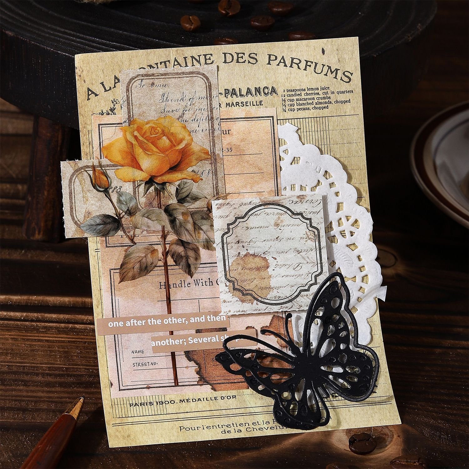 30 pieces/pack Memo Book Coffee Diary Series Vintage Border Handmade Material message Notepad 6 styles