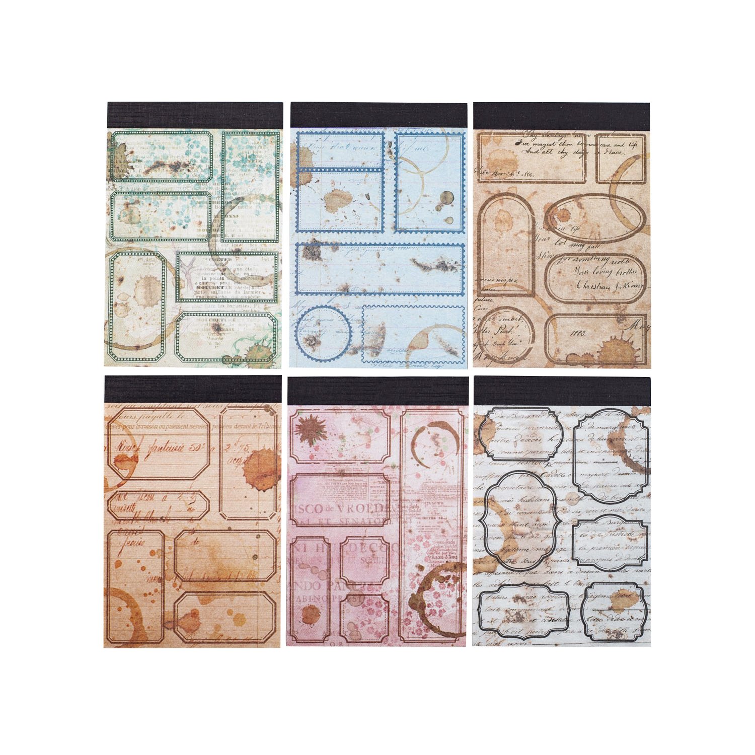 30 pieces/pack Memo Book Coffee Diary Series Vintage Border Handmade Material message Notepad 6 styles