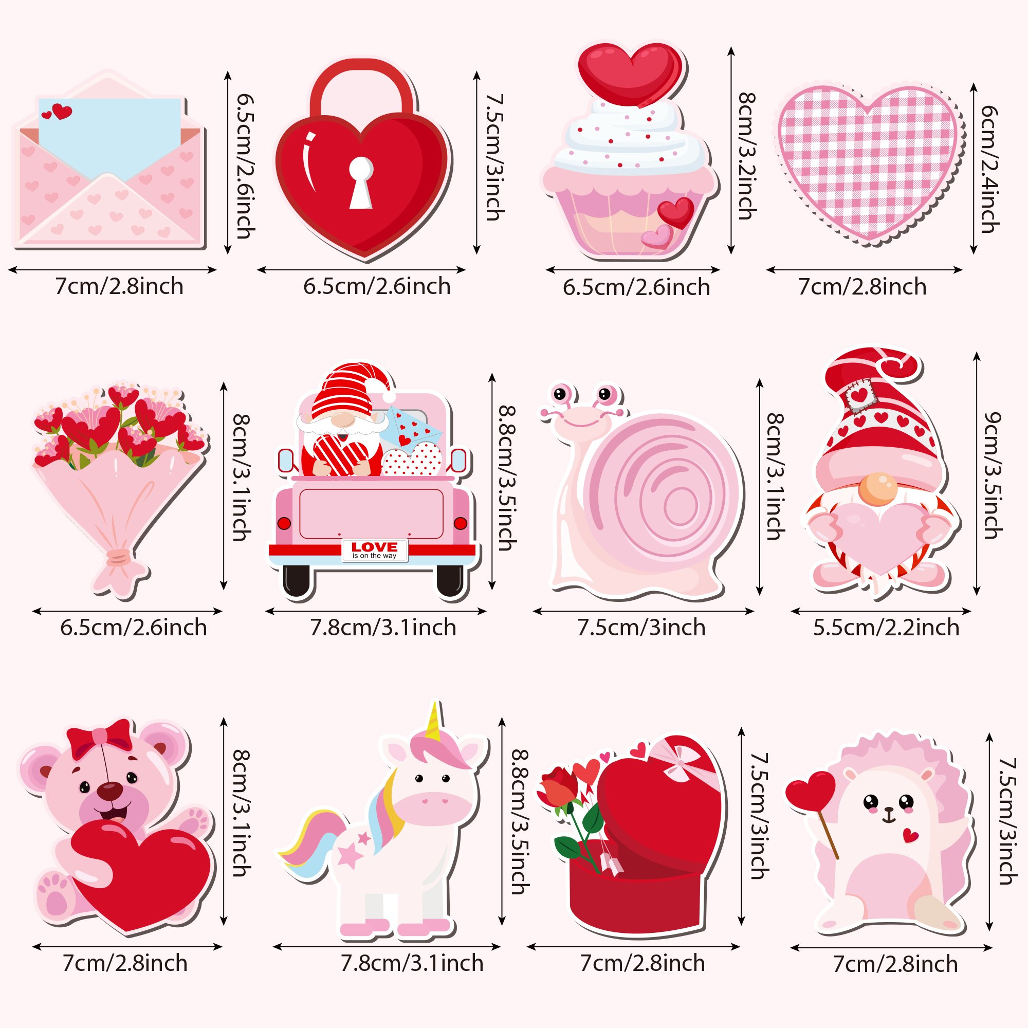 UB010 Valentine's Day Notepads Self Sticky Notes Heart Bear Gnome Rose Memo Notes Self Adhesive For Office Party Decorations