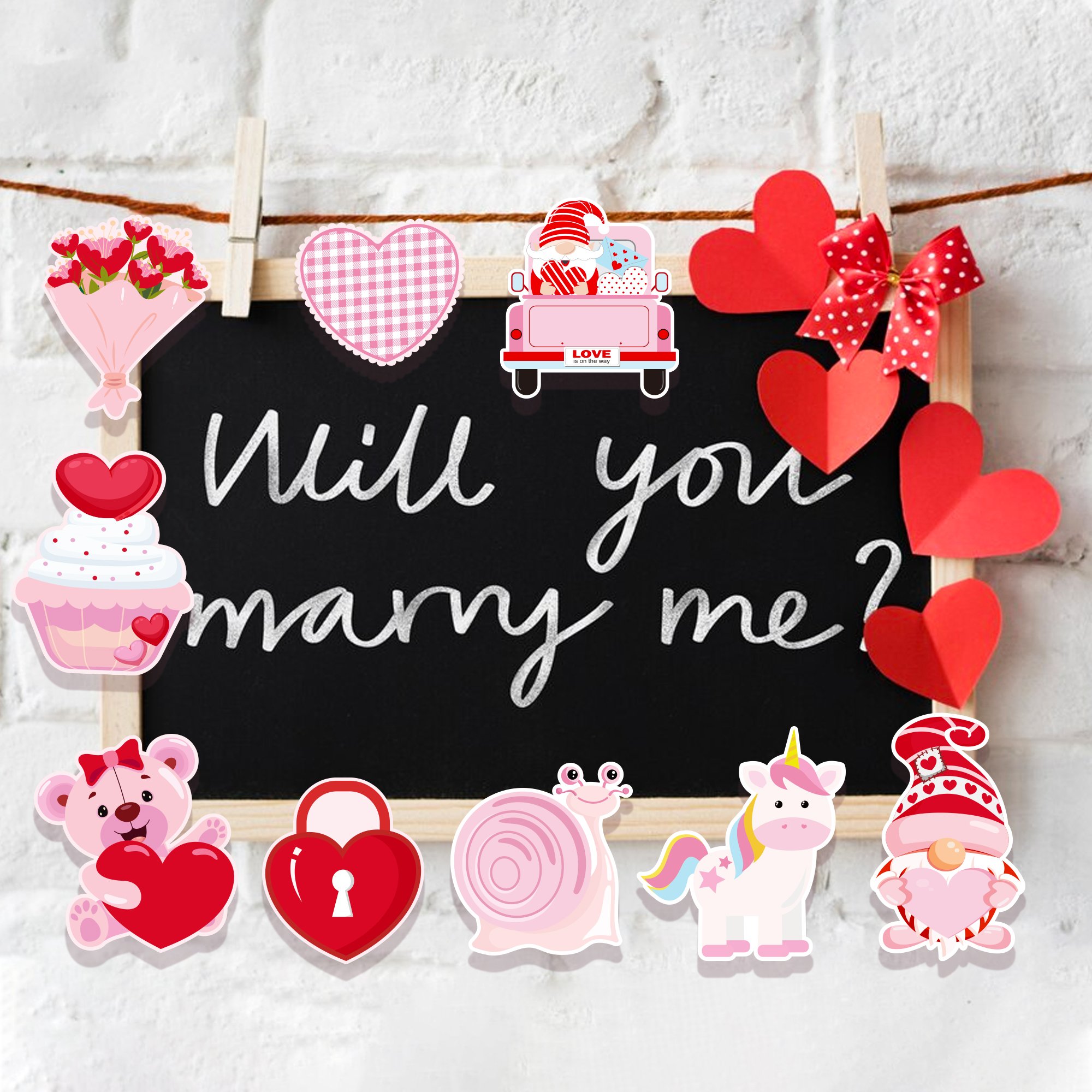 UB010 Valentine's Day Notepads Self Sticky Notes Heart Bear Gnome Rose Memo Notes Self Adhesive For Office Party Decorations